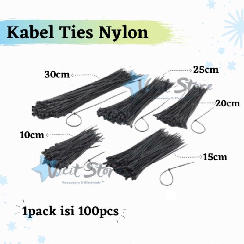 

KABEL TIES HITAM RRT 10CM / 15CM / 20CM / 25 CM / 30 CM HARGA 1 PACK ISI 100 PCS