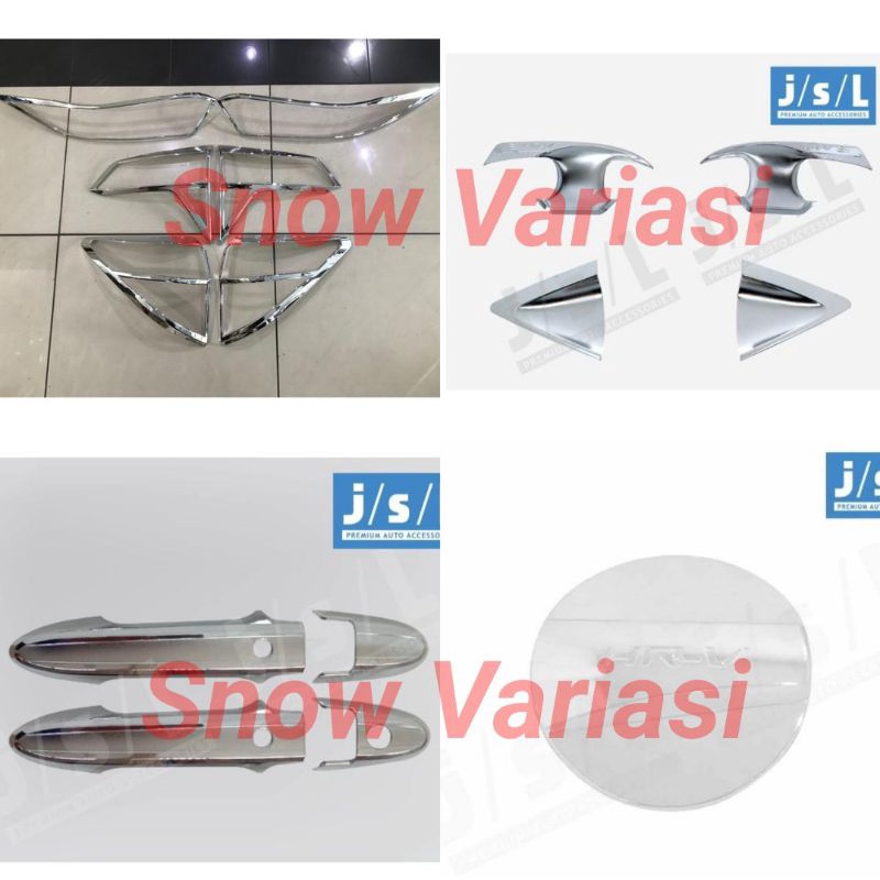 Paket garnish depan belakang outer handle tank cover Hrv 2015 2018 hitam chrome