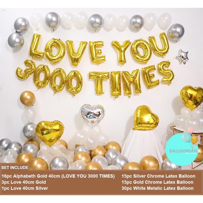 Anniversary 3000 dekorasi set/balon foil anniversary/dekorasi romantis