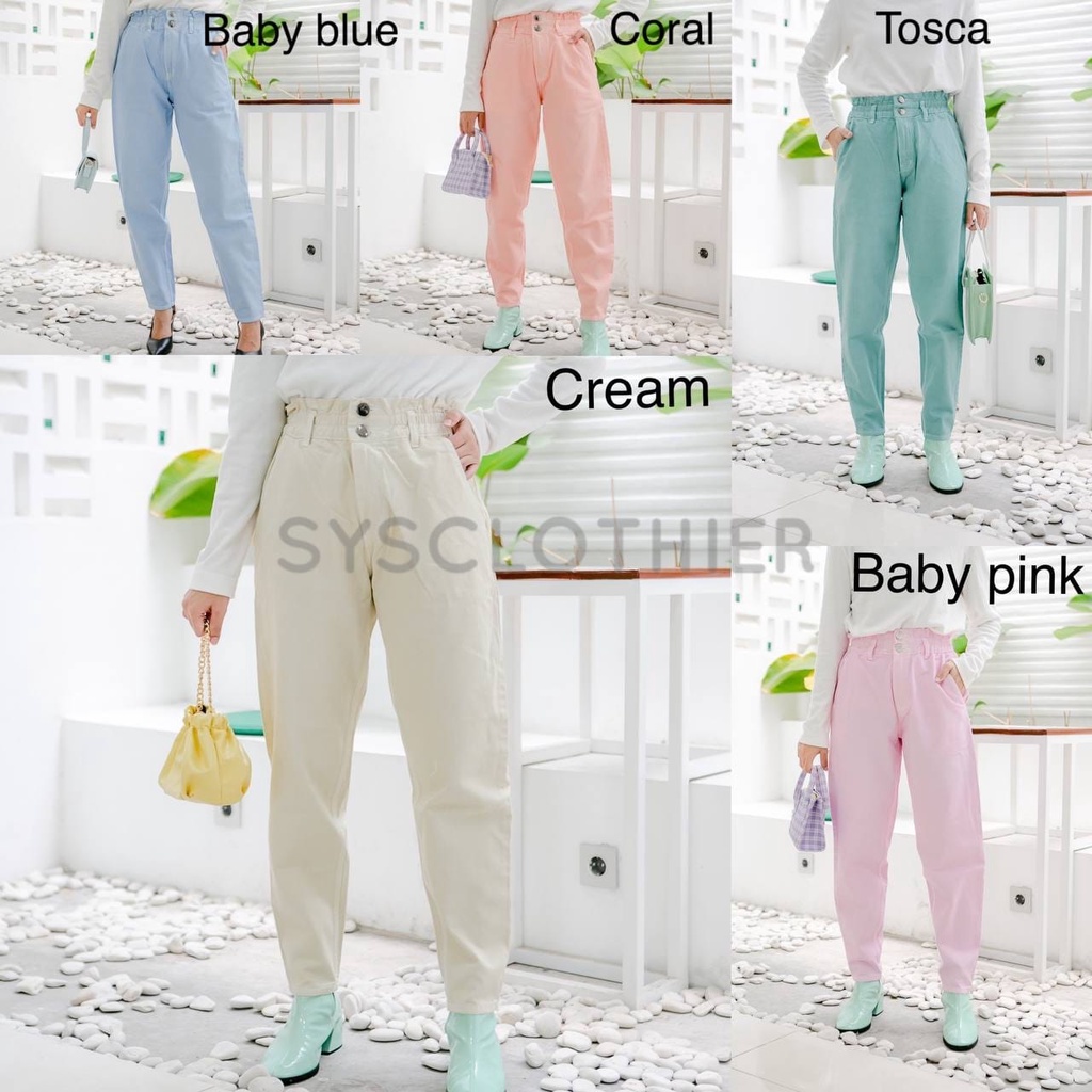 CELANA JEANS WANITA BF PASTEL KOREA -SYS CLOTHIER