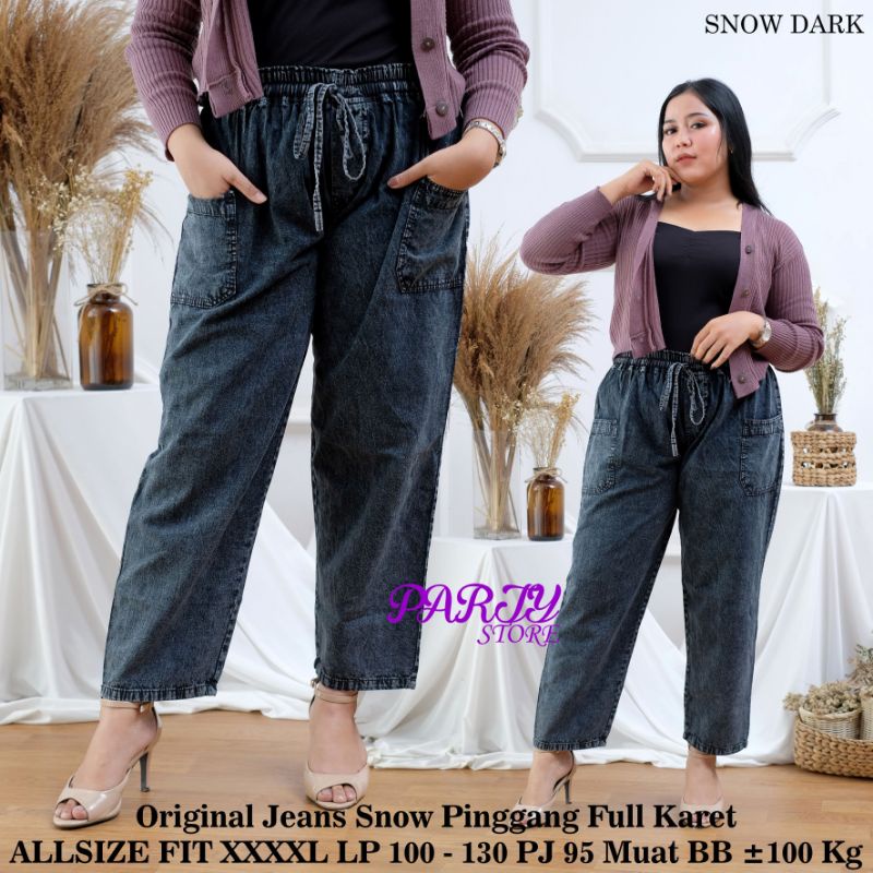 CELANA BAGGY BOYFRIENDS SAKU KEKINIAN JEANS 100KG JUMBO WANITA LEGGING