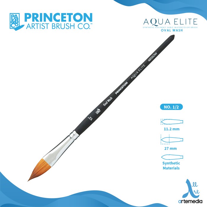 

Kuas Lukis Princeton Aqua Elite 4850OW Oval Wash Synthetic Brush SH - NO. 1/2