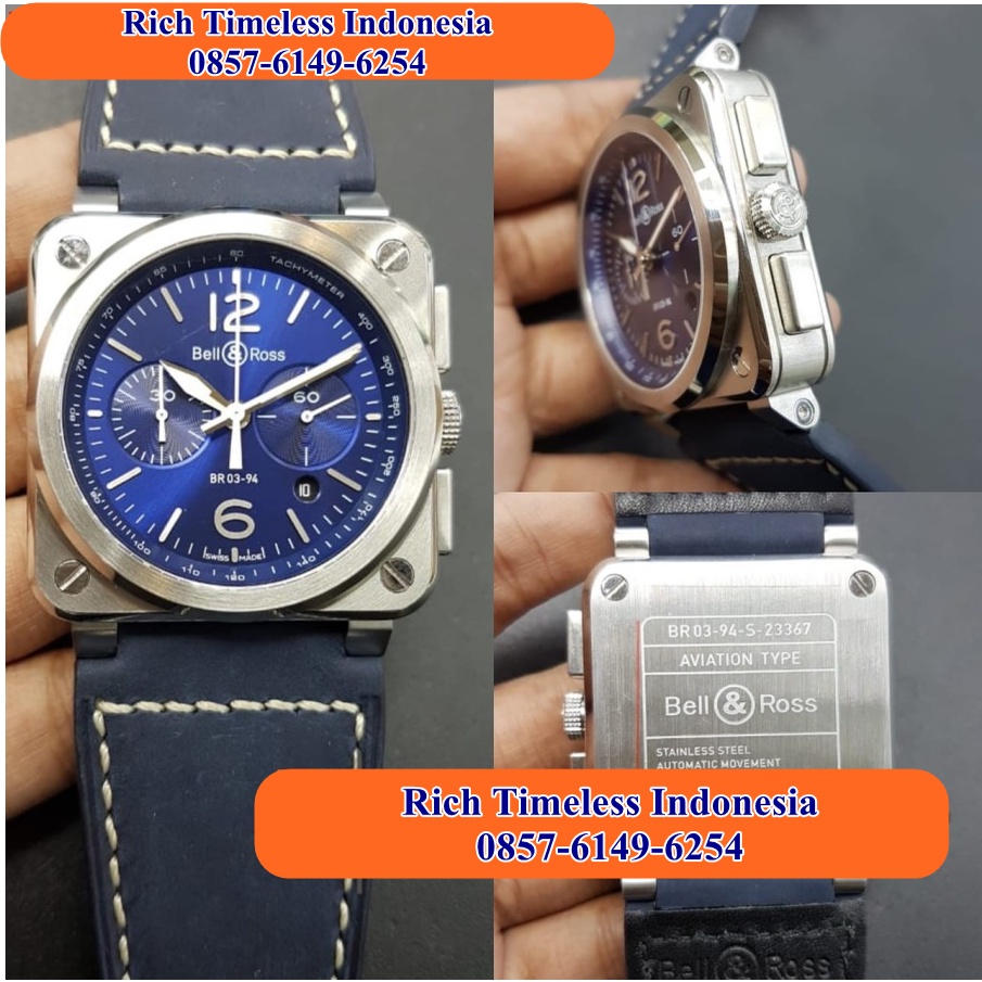 Big Sale  Jam Tangan Pria Keren Bl & Rs Br03-94 Br 03-94 Chronograph 316l Leather Strap Jam Tangan K