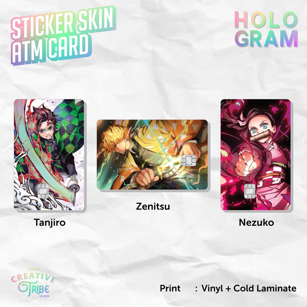 Demon Slayer - Sticker Skin Card HOLOGRAM Kimetsu no Yaiba - Vinyl ATM Debit Credit Emoney Flazz Sti
