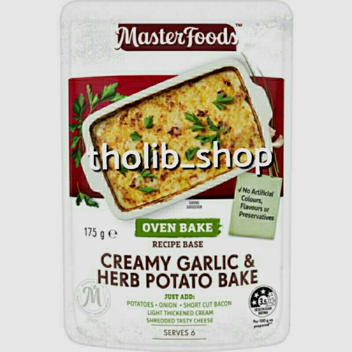 

Masterfoods creamy garlic & herb potato bake 175 gr