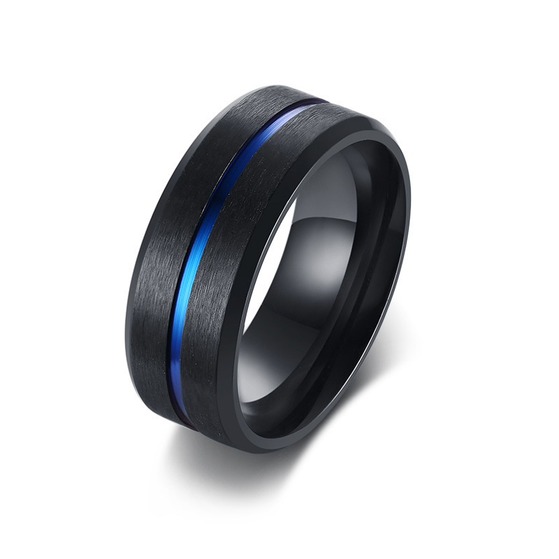 Cincin Bahan Titanium Steel Warna Biru Untuk Pria