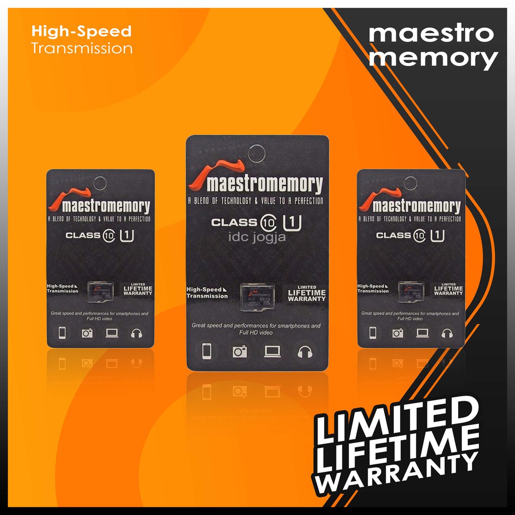 Micro SD Maestromemory UHS 1 Class 10 8GB, 16GB, 32GB, 64GB