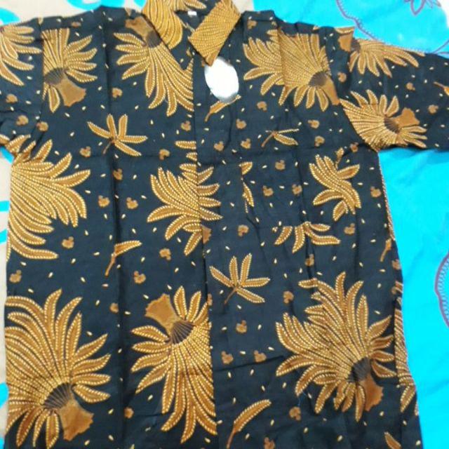 Warung Batik Hrb026 Kenongo Kemeja Tosca Pendek Pekalongan Padi M L Xl Sogan Halus Kemeja Batik
