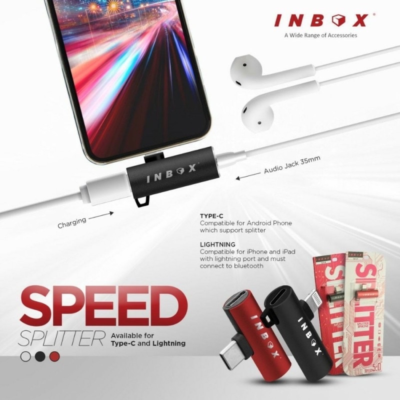 Converter Splitter Type C Sambungan Headset dan Charger Usb Type C Original in-Box