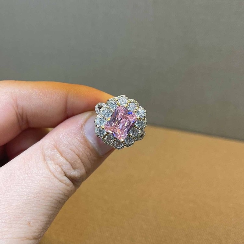 Fashion Luxury New Style Pink Moissanite Ring