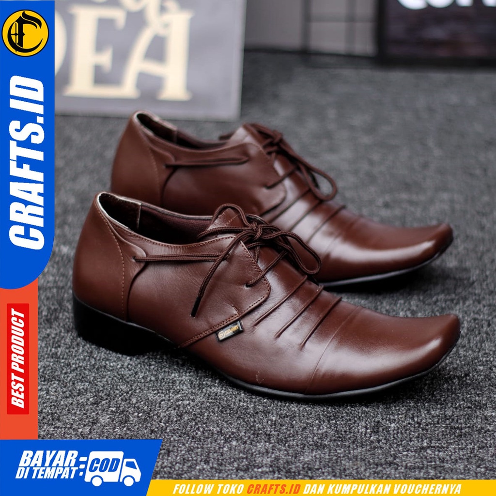 CRAFTS ropel - Sepatu Pantofel Formal Kulit Asli Kerja Pria