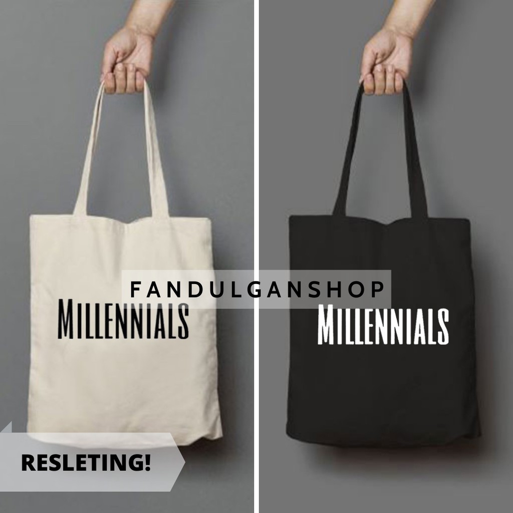 FLASH SALE 10.10 - [RESLETING] MILLENIALS TOTEBAG SEMI KANVAS UK. 33x38 CM (13-14 INC LAPTOP) | TOTEBAG KULIAH/KERJA | TOTEBAG RESLETING | TOTEBAG BESAR | TOTEBAG KOREA | TOTEBAG TEBAL | TOTEBAG LAPTOP | TOTEBAG NONGKI | TOTEBAG MOTIF | TOTEB