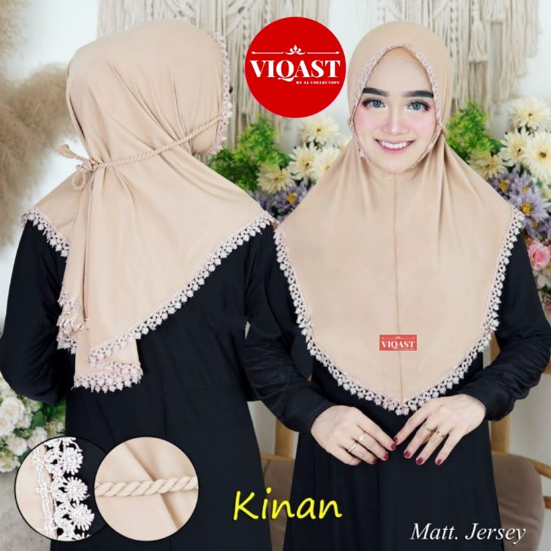 HIJAB INSTAN KINAN BERGO RENDA ATAS BAWAH TALI KEPANG ROPEL JERSEY PREMIUM BEST QUALITY