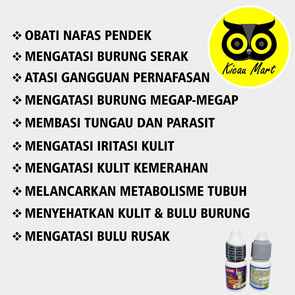 OBAT BURUNG ANTI-LUCHTPIJP MIJT D2K ATASI SESAK NAFAS SERAK IRITASI KULIT BULU RUSAK TUNGAU OBTBD17K