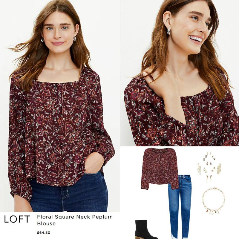 LFT square neck peplum blouse