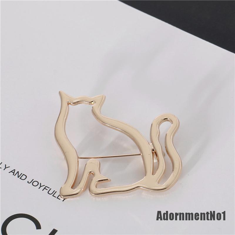 (Adornmentno1) Bros / Pin Bentuk Kucing Tebal Aksen Hollow Untuk Aksesoris Scarf / Syal / Wanita