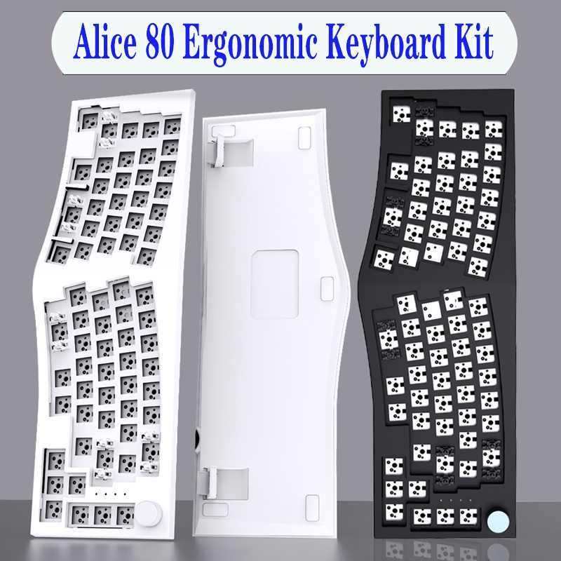 Feker Alice80 Ergonomics Wireless 3mode Hot Swap Keyboard Mekanik RGB South Face Light Knob Switch Keycap Kit