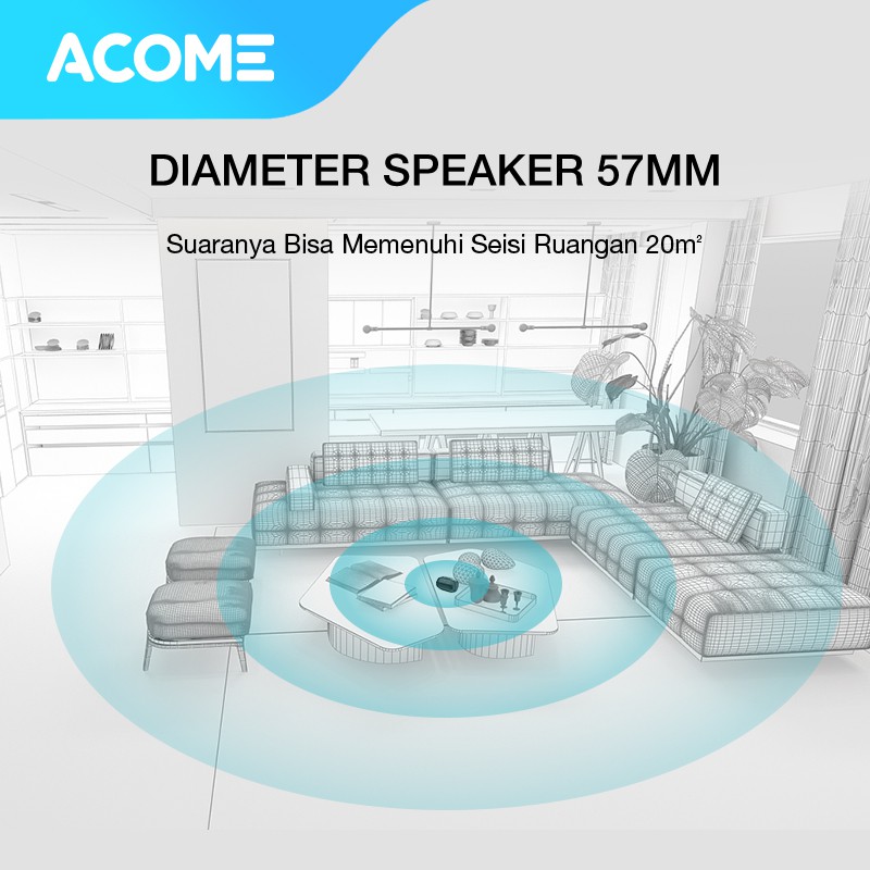 ACOME Speaker Bluetooth 5.0 Hi-Fi Sound TWS 5W Portable A2 Garansi Resmi 1 Tahun-1