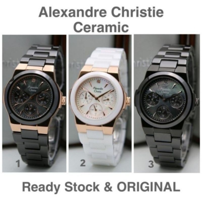 Jam Tangan Alexandre Christie 2224 wanita Keramik Original