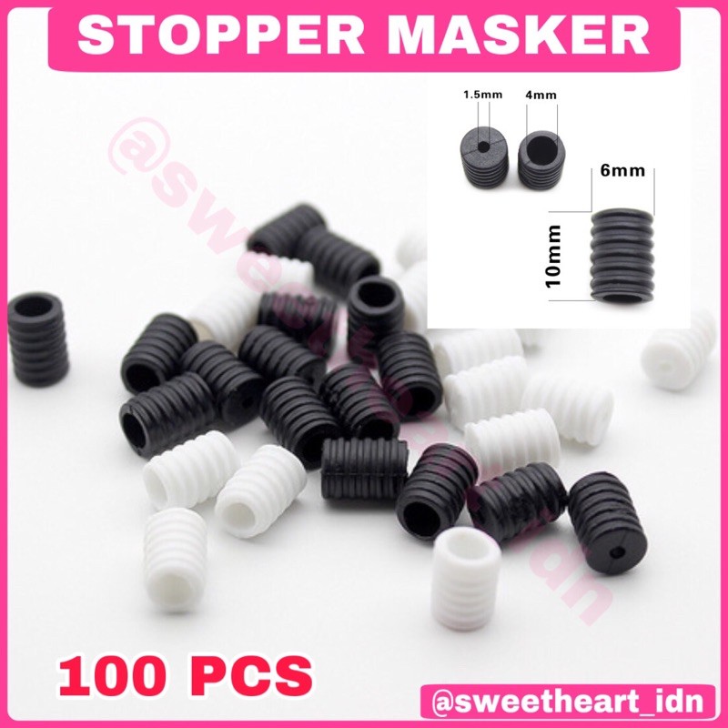 100PCS Stopper Tali Karet Masker Silikon Toggle Stopper  Elastis Silikon