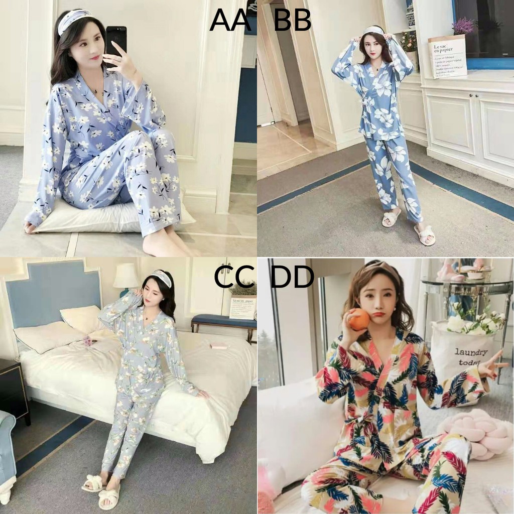 Kimono import / baju tidur wanita / celana panjang / kimono import bahan katun