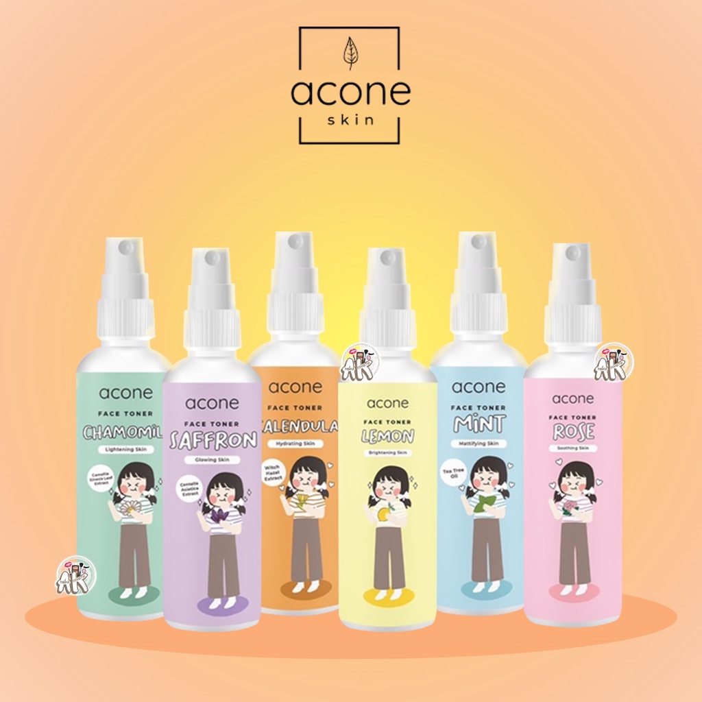 Acone 100ml Face Toner Mist 4in1 | Saffron Centella | Lemon | Chamomile Greentea | Calendula | Rose | Mint Tea Tree