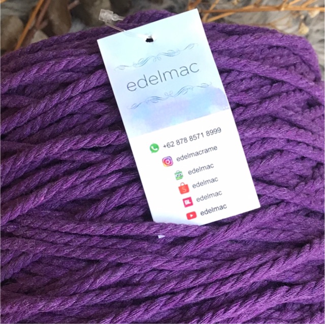 Tali Katun Macrame Ungu 4mm Twist Premium