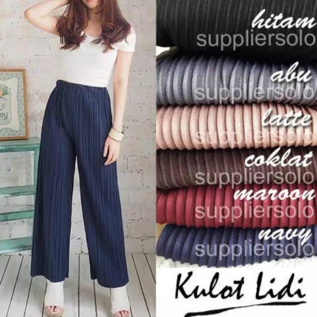 Kulot Plisket Lidi Bahan Hyget