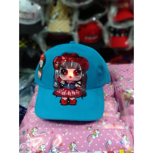 Topi anak karakter Lol/princes LED (nyala)