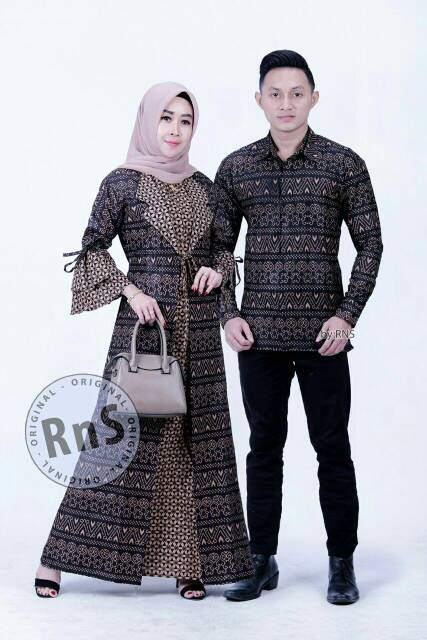 Renada Couple || couple gamis batik kombi brukat  best seller