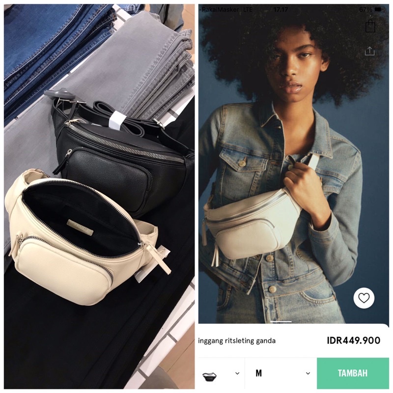 PULL&BEAR TAS WAISTBAG WANITA DENGAN RESTLETING