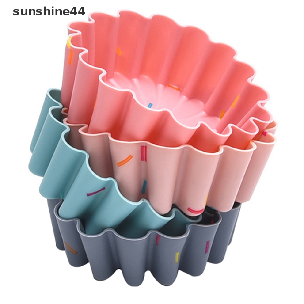 Sunshine 6Pcs Cetakan Cupcake / Muffin Bahan Silikon Food Grade Dapat Dipakai Ulang