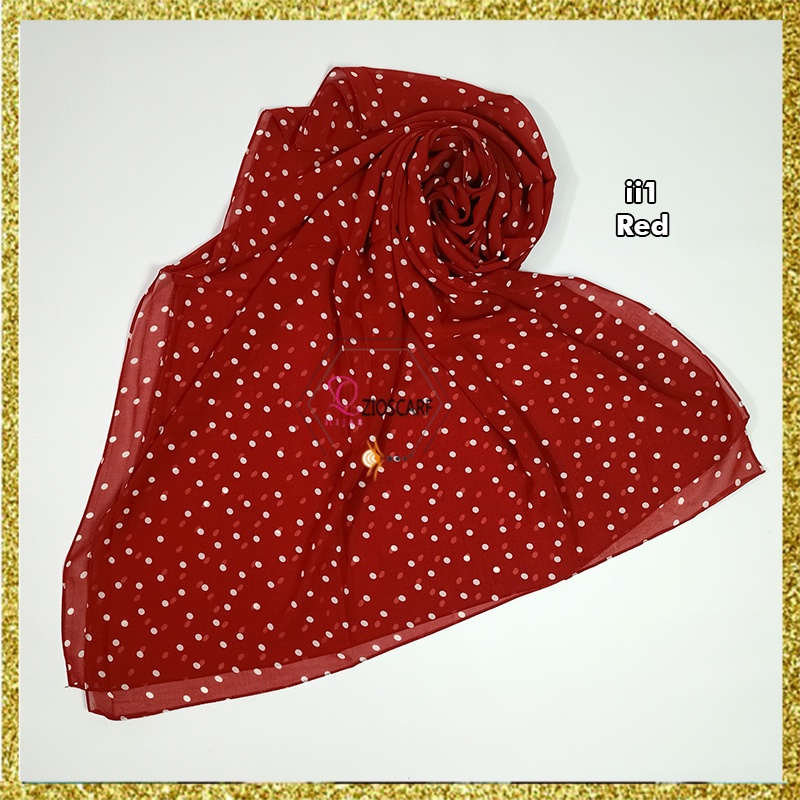 PASHMINA MALAYSIA POLKADOT JILBAB HEAVY CHIFFON HIJAB SHAWL PREMIUM IMPORT A64