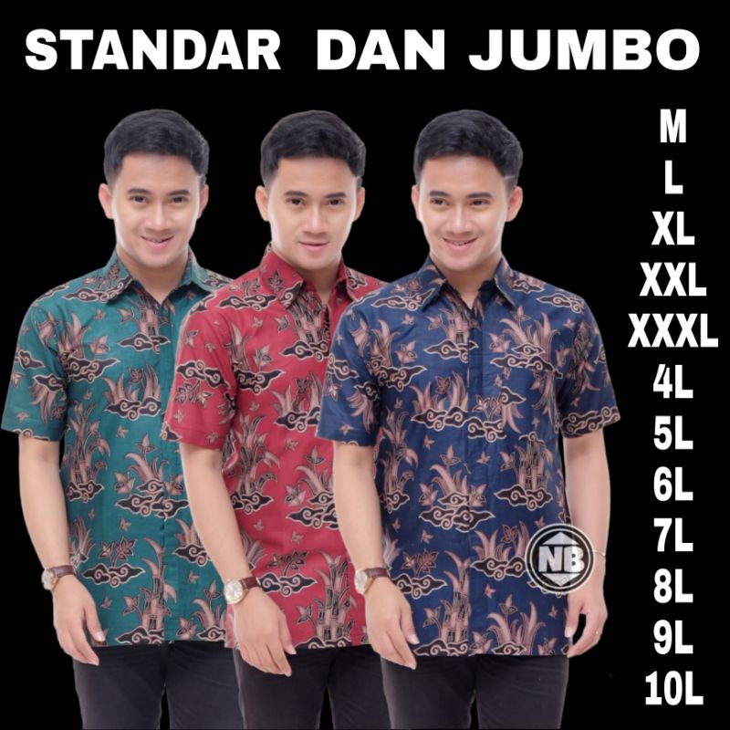 KEMEJA BATIK PRIA/BATIK PRIA/BATIK PRIA JUMBO/HEM BATIK PRIA JUMBO LENGAN PENDEK M L XL XXL 3XL 4XL 5XL 6XL 7XL 8XL 9XL 10XL