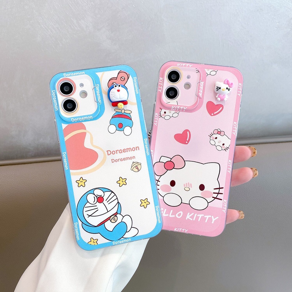 IPHONE Casing Ponsel Motif Print Gaya Kucing Full Warna Tepi Dalam Dua Kompatibel Dengan Iphone12 13 11 Pro Max X Xs Max Xr Sarung Silikon Lembut567