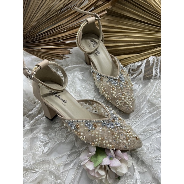 sepatu wanita wedding naima cream 7cm tahu