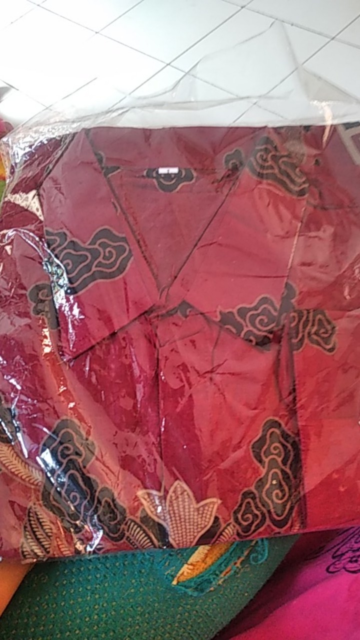 Kemeja Batik Pria Lengan Panjang Size M L Xl Xxl  Bswart Batik Hrb026 Kenongo Hem Panjang Padi