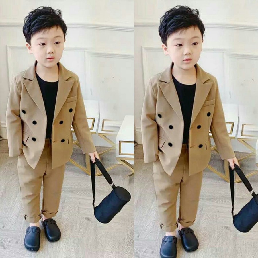 Baju Setelan Anak Laki Laki Cowok Set Usia Umur Bulan Tahun Motif Lucu Set 3in1 Blazer Jayz Kid