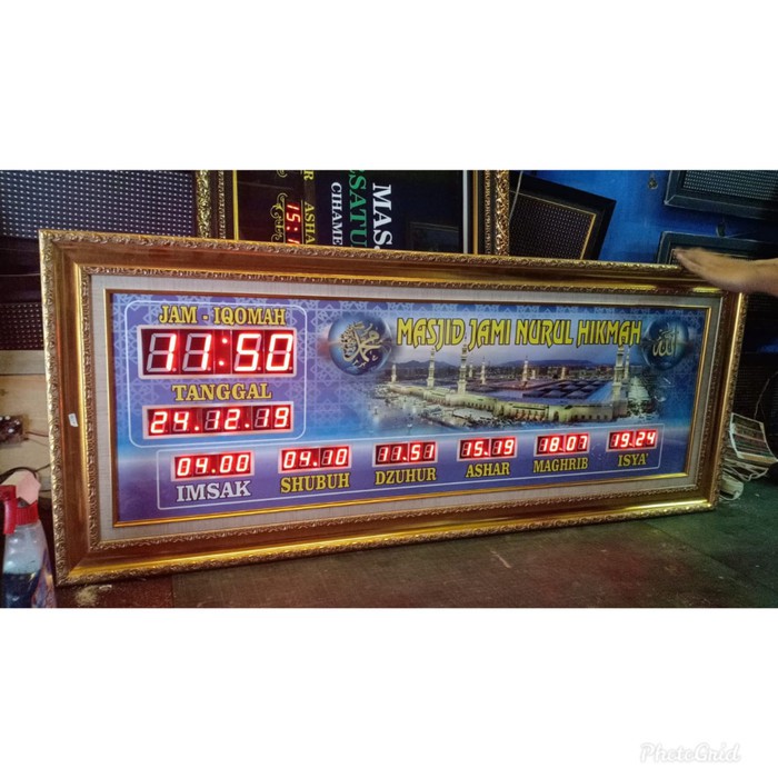 JAM MASJID DIGITAL JAM ADZAN JADWAL SHOLAT CUSTOM NAMA MASJID 50 x 125 cm
