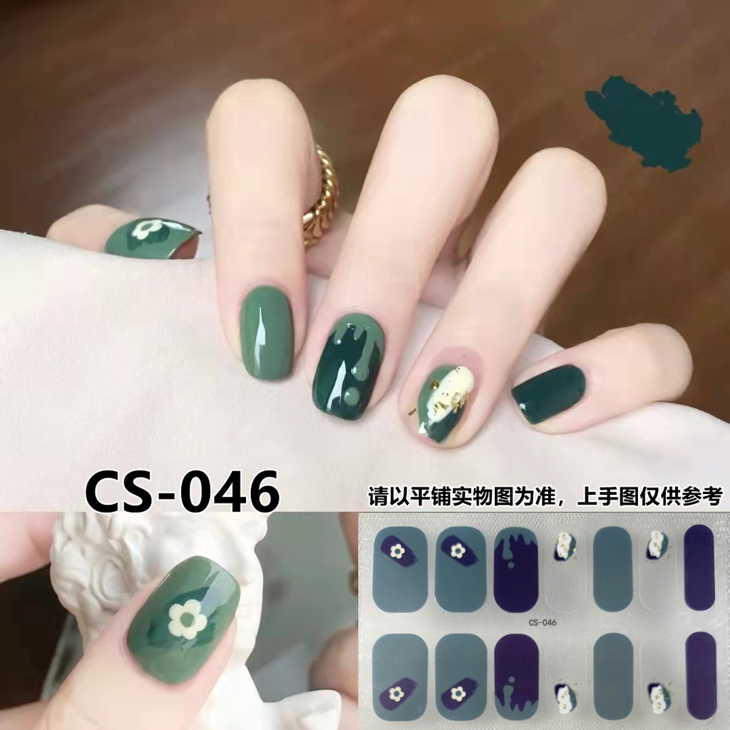 14pcs / Set Stiker Kuku Motif Kartun Warna Gradasi Anti Air / Racun Untuk Nail Art / Manicure DIY