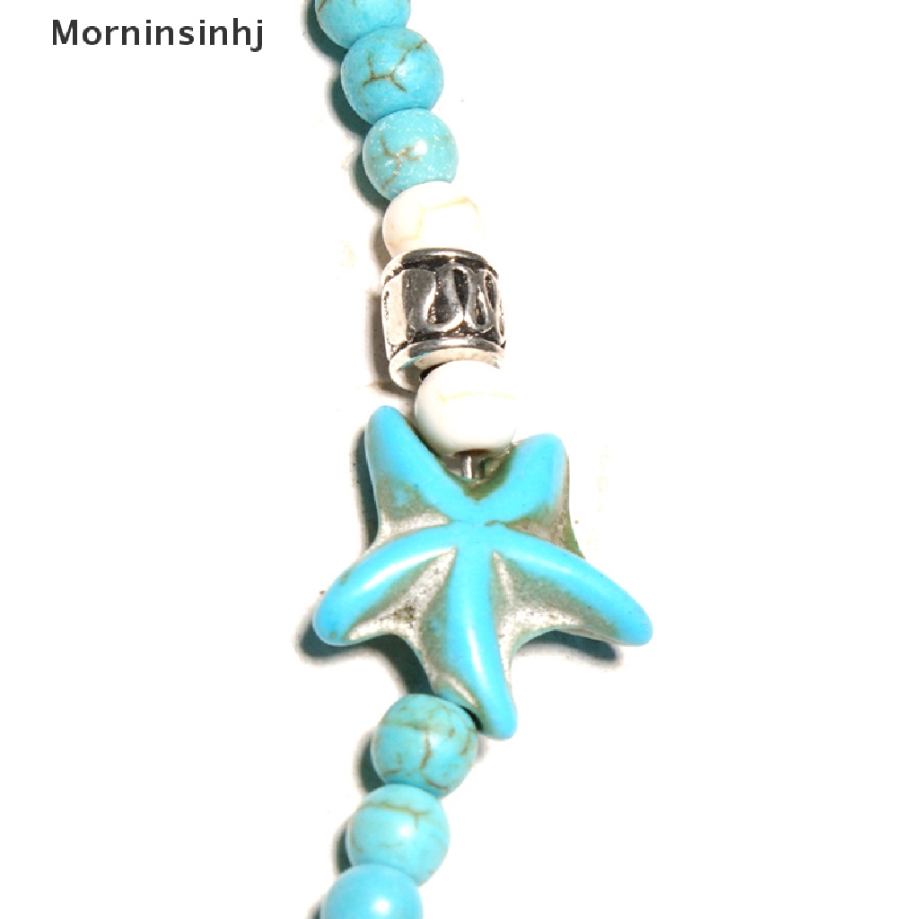 Mornin Kalung Choker Bohemia Wanita Desain Bintang Lautkerang Hias Manikmanik Turquoise