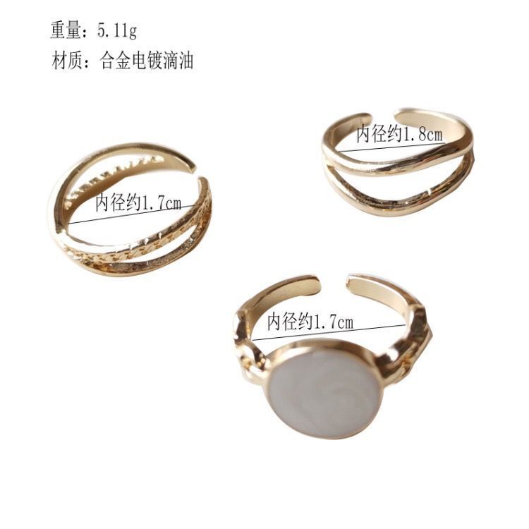 HBS 062 Cincin Retro Set Cincin Korea Jari Aneka Bentuk Warna emas Silver untuk Wanita/Pria cincin wanita korea