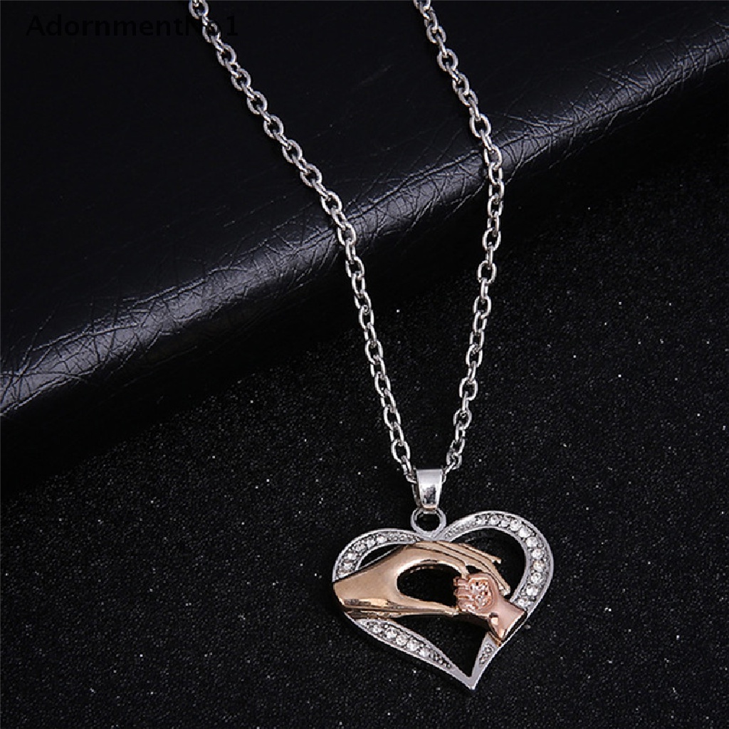 (AdornmentNo1) Kalung Rantai Dengan Liontin Hati Motif Tulisan Mom Child Untuk Hadiah Hari Ibu