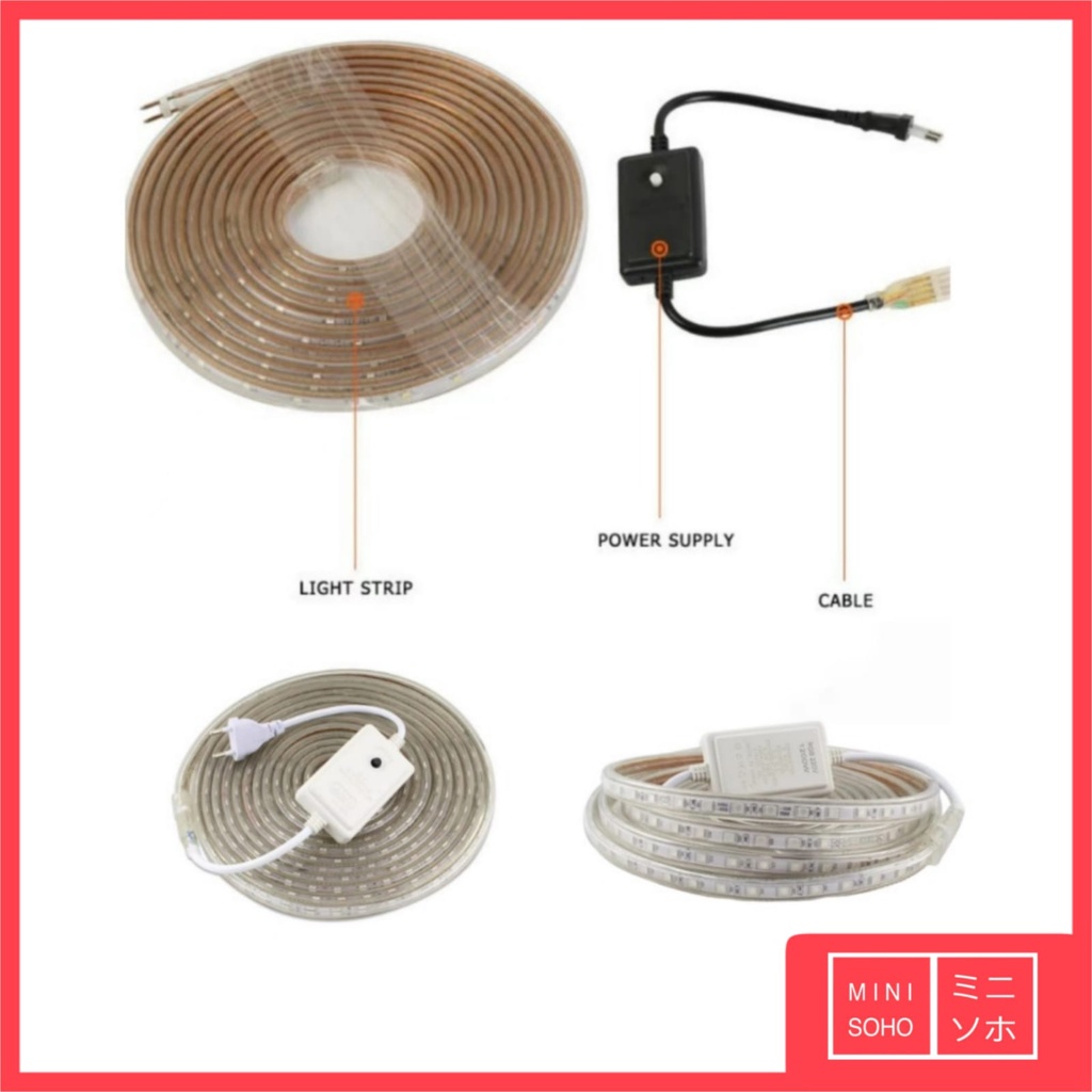 Lampu LED Strip Selang 3528 2835 10M METER 220v 5050 Outdoor RGB