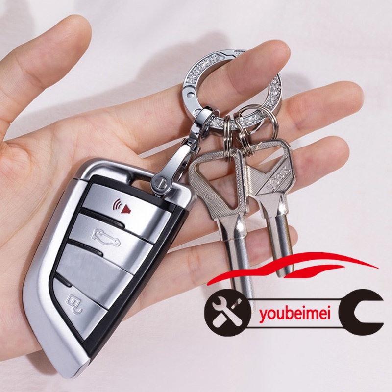 1 Pc Gantungan Kunci Model Putar 360 Derajat Bahan Metal Aksen Berlian Imitasi Untuk Wanita