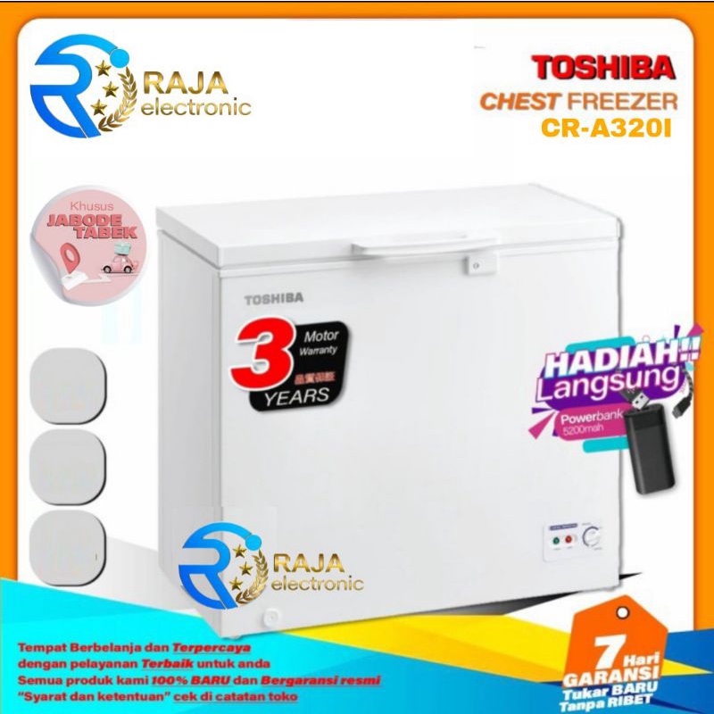 Chest Freezer TOSHIBA CR-A320I 2 in 1 , Freezer box daging ice cream