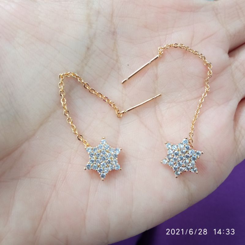 Anting Tusuk Juntai Panjang permata cantik JS2153280621