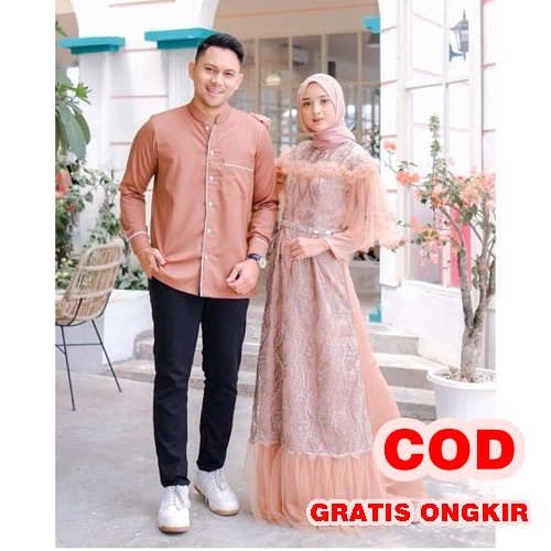 BAJU KOPEL PASANGAN SUAMI ISTRI [COUPLE ALIYAH] KEMEJA KATUN-GAMIS BROKAT // BAJU COUPLE PASANGAN TE