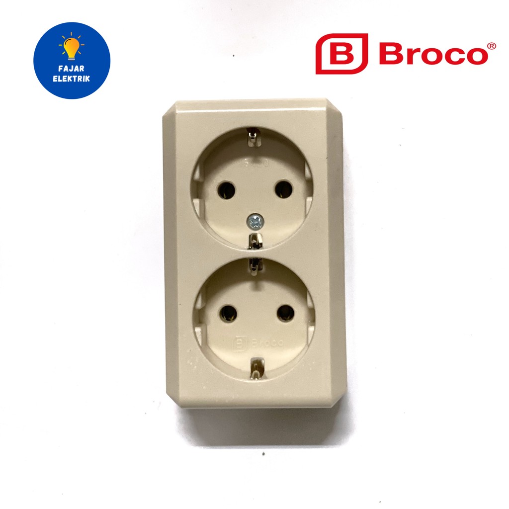 BROCO OB STOP KONTAK 2 LUBANG CREAM / BROCO OUTBOW STOP KONTAK 2 LUBANG CREAM