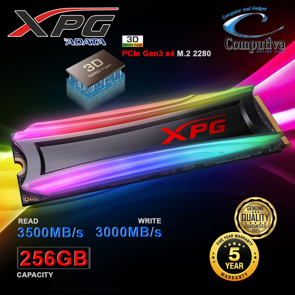 ADATA SSD XPG SPECTRIX S40G RGB 256GB PCIE GEN3X4 M.2 2280